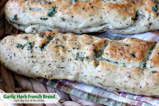 Garlic Herb French Bread | Can't Stay Out of the Kitchen | This is the best homemade #frenchbread you'll ever eat! Filled with all kinds of herbs and garlic, this bread is a great side for anything #Italian. #bread