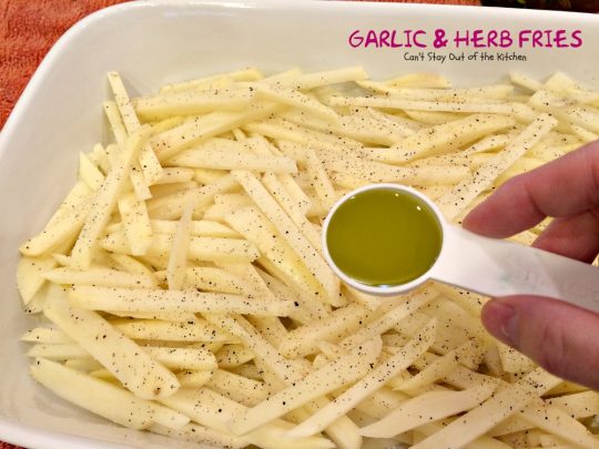 Garlic and Herb Fries | Can't Stay Out of the Kitchen | these oven #fries are succulent and amazing! Quick and easy, too. #Frenchfries #potatoes #glutenfree