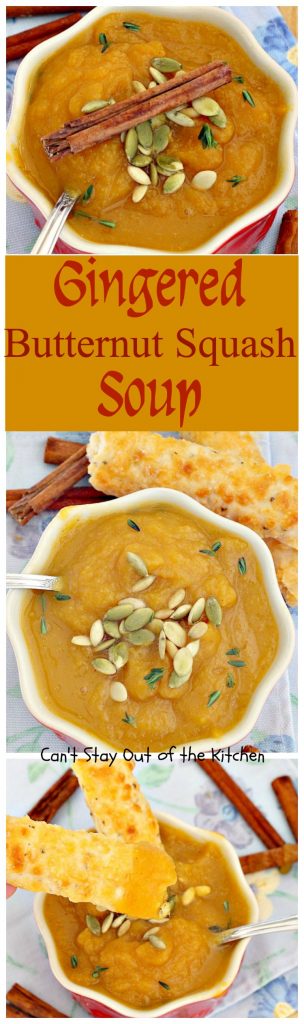 Gingered Butternut Squash Soup | Can't Stay Out of the Kitchen