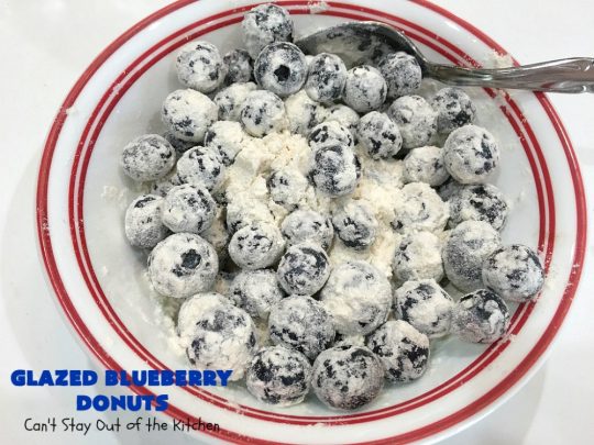 Glazed Blueberry Donuts | Can't Stay Out of the Kitchen | if you want to wow your family & friends, make these heavenly #blueberry #donuts for #breakfast. They're absolutely spectacular. #Holiday #HolidayBreakfast #CompanyBreakfast #BlueberryDonuts #GlazedBlueberryDonuts 