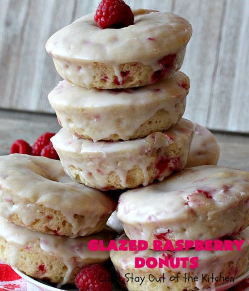 Glazed Raspberry Donuts | Can't Stay Out of the Kitchen | these heavenly #donuts are filled with fresh #Raspberries & both #vanilla & #almond extracts. The icing also includes both extracts. They will have you salivating from the first bite. Terrific for #ValentinesDayBreakfast. #Breakfast #Holiday #Raspberry #HolidayBreakfast #RaspberryDonuts #brunch #Christmas #HolidayBrunch #ChristmasBreakfast #FourthofJulyBreakfast