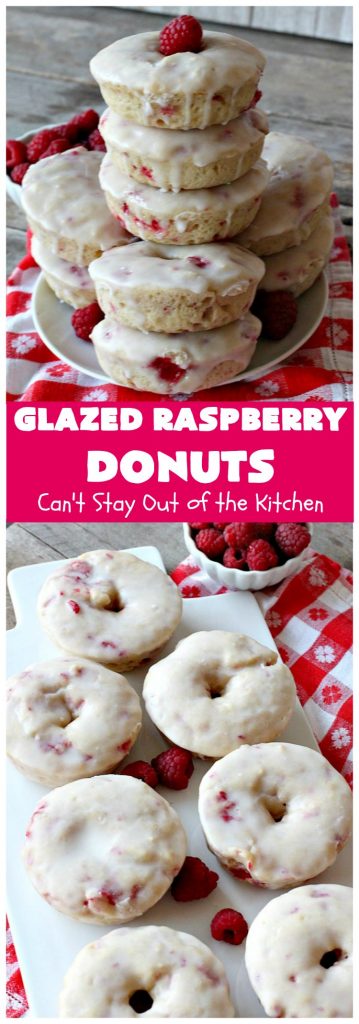 Glazed Raspberry Donuts | Can't Stay Out of the Kitchen