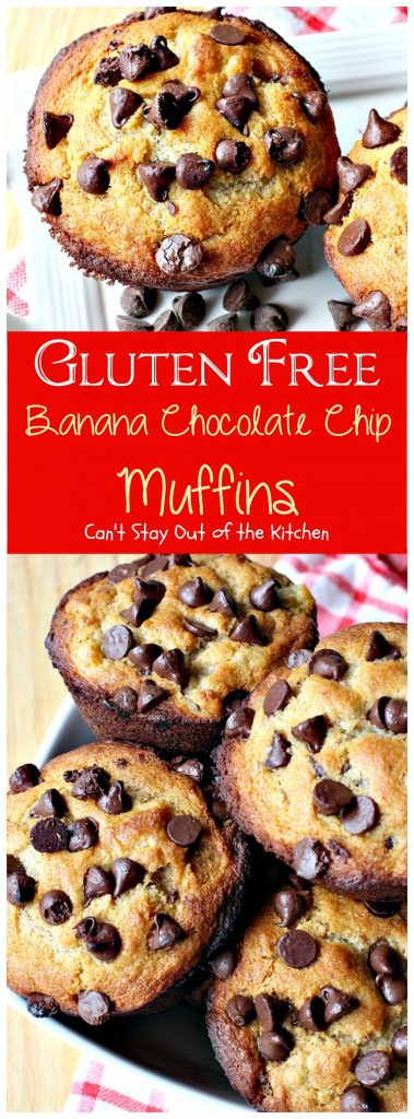 Gluten Free Banana Chocolate Chip Muffins | Can't Stay Out of the Kitchen