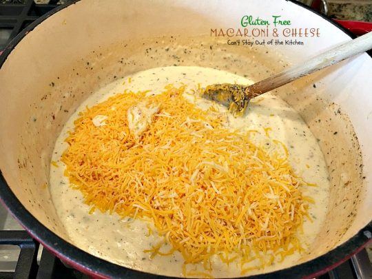 Gluten Free Macaroni & Cheese | Can't Stay Out of the Kitchen | one of the BEST #Mac&Cheese dishes you'll ever eat. Very creamy sauce uses cream, half-and-half and 3 #cheeses! #glutenfree #macaroniandcheese
