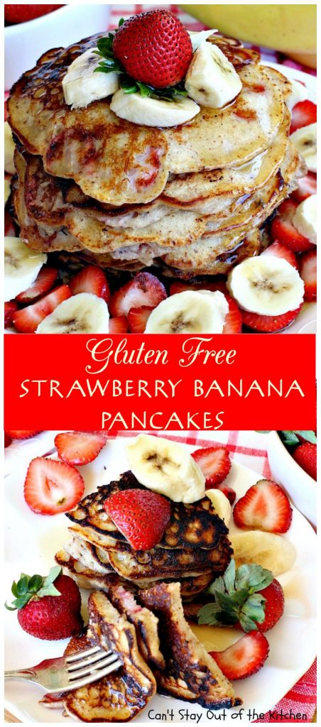Gluten Free Strawberry Banana Pancakes | Can't Stay Out of the Kitchen