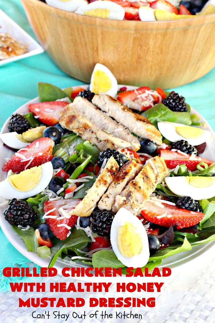 Grilled Chicken Salad With Healthy Honey Mustard Dressing Can T Stay Out Of The Kitchen