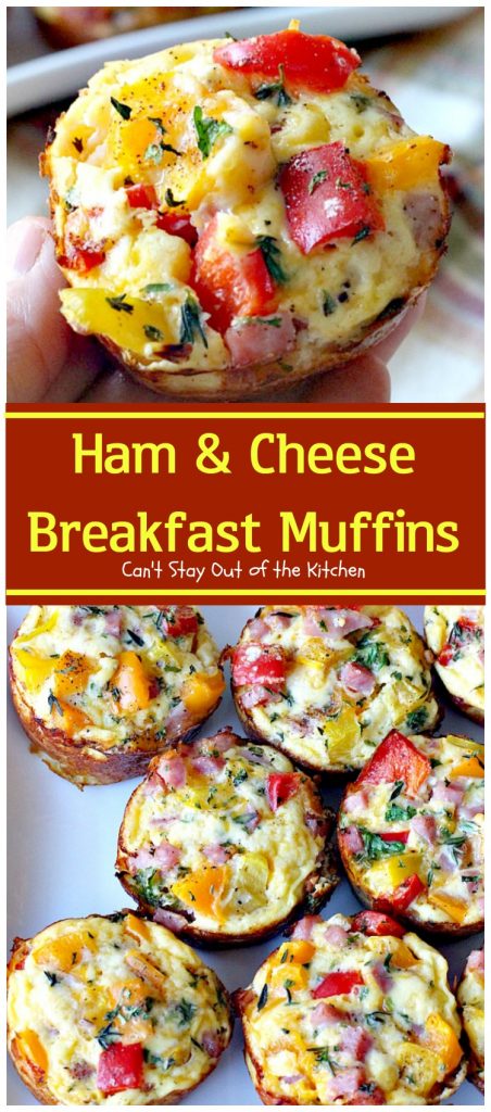 Ham and Cheese Breakfast Muffins | Can't Stay Out of the Kitchen | these #breakfast #muffins are so scrumptious. They're great for on-the-go breakfasts, too. #ham #eggs #cheese #hashbrowns #glutenfree