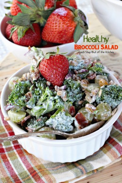 Healthy Broccoli Salad | Can't Stay Out of the Kitchen | delicious yet healthier version of the traditional #broccoli #salad. This one uses #Greekyogurt.