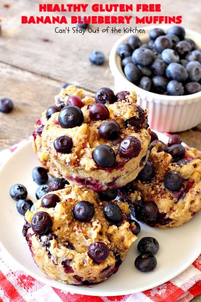 Healthy Gluten Free Banana Blueberry Muffins | Can't Stay Out of the Kitchen | these amazing #blueberry #muffins are perfect for a #company or #holiday #breakfast like #MothersDay or #FathersDay. This recipe uses #glutenfree flour & coconut sugar for a healthy, clean-eating alternative. #bananas