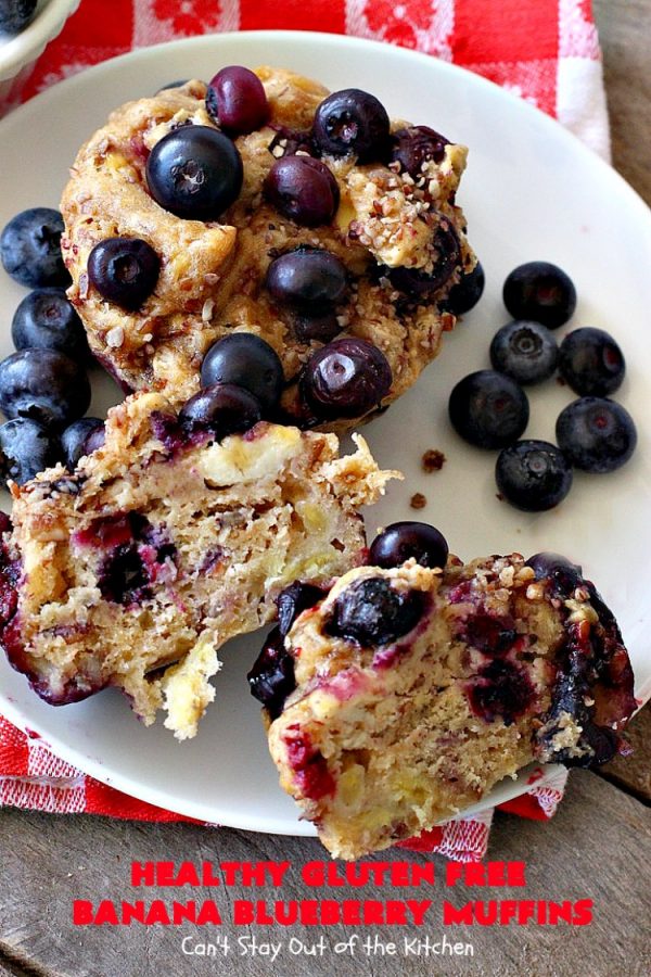 Healthy Gluten Free Banana Blueberry Muffins - Can't Stay Out Of The ...