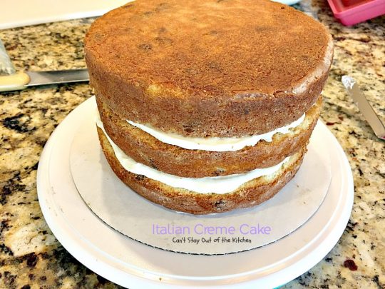 Italian Creme Cake | Can't Stay Out of the Kitchen | this is the perfect #dessert for #Easter! 3 layers of decadence that you'll swoon over! #cake #Italian