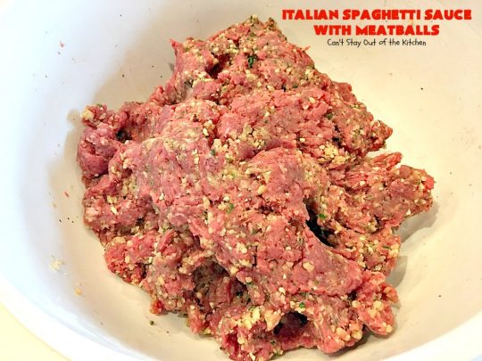Italian Spaghetti Sauce with Meatballs | Can't Stay Out of the Kitchen | our favorite #spaghetti recipe. This one's made in the #crockpot. I substituted #glutenfree breadcrumbs in the #meatballs & GF #pasta. So good. #beef