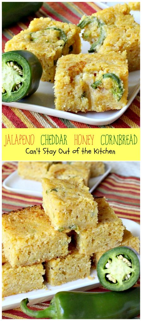 Jalapeno Cheddar Honey Cornbread | Can't Stay Out of the Kitchen