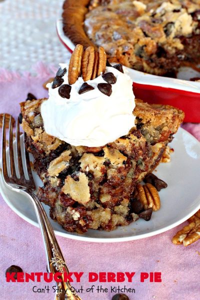 Kentucky Derby Pie | Can't Stay Out of the Kitchen | this fantastic #pie contains #chocolatechips & #pecans. It's absolutely amazing. #chocolate #dessert #KentuckyDerby