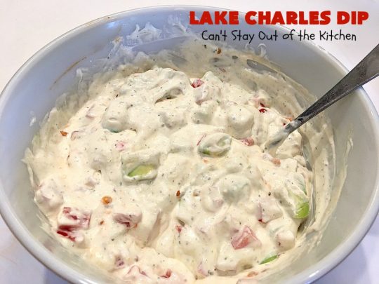 Lake Charles Dip | Can't Stay Out of the Kitchen | this fantastic dip uses #GoodSeasons salad dressing mix & #Louisianahotsauce to provide one of the most spectacular dips ever. Also includes #avocados & #tomatoes & takes less than 10 minutes to make. We served it with #Fritos & #RitzCrackers. #Cajun #appetizer #tailgating