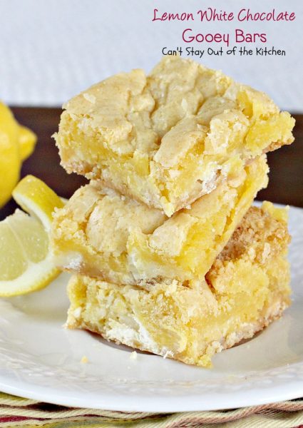 Lemon White Chocolate Gooey Bars | Can't Stay Out of the Kitchen | rich and decadent #lemon bars with #whitechocolatechips and #condensedmilk. #cookie #dessert #chocolate