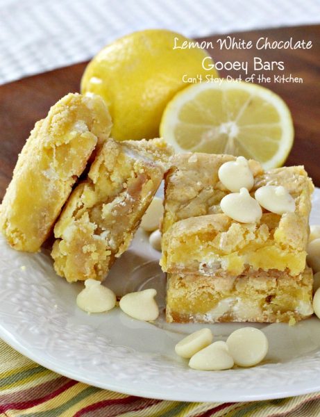 Lemon White Chocolate Gooey Bars | Can't Stay Out of the Kitchen | rich and decadent #lemon bars with #whitechocolatechips and #condensedmilk. #cookie #dessert #chocolate