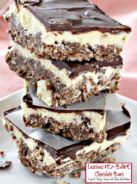 Luscious NO-BAKE Chocolate Bars | Can't Stay Out of the Kitchen