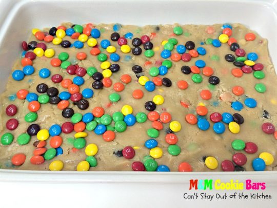 M&M Cookie Bars | Can't Stay Out of the Kitchen | these #brownies are so delectable you won't be able to stop eating them! #M&Ms #cookie #dessert #tailgating