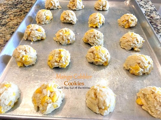 Mango Cobbler Cookies | Can't Stay Out of the Kitchen | these delightful #cookies use #mangos and #GreekYogurt and taste like eating a mango cobbler! Terrific #dessert.
