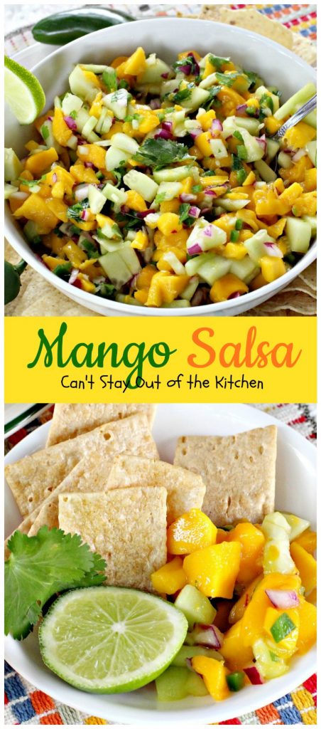 Mango Salsa | Can't Stay Out of the Kitchen | incredible #salsa recipe with just the right amount of heat from #jalapenos. #mangos #glutenfree #vegan