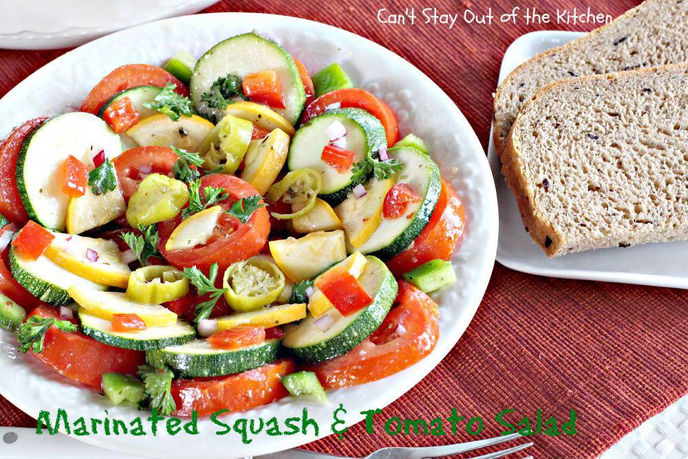 Marinated Squash And Tomato Salad - Can't Stay Out Of The Kitchen