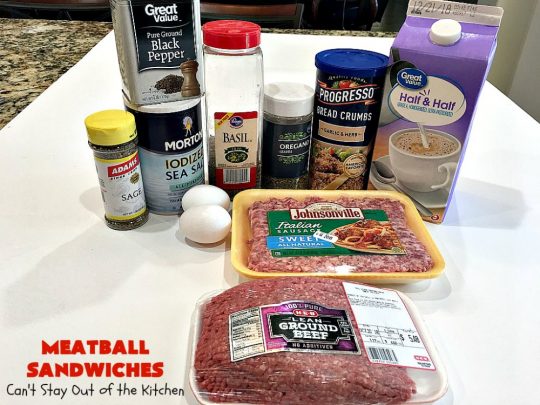 Meatball Sandwiches | Can't Stay Out of the Kitchen | Amazing #meatballs & sauce to spread over hoagie rolls. Adding melted #provolonecheese makes them spectacular. Great for #tailgating parties. So easy for weekend dinners. #beef #sandwiches #marinarasauce #ItalianSausage #NewYearsDay 