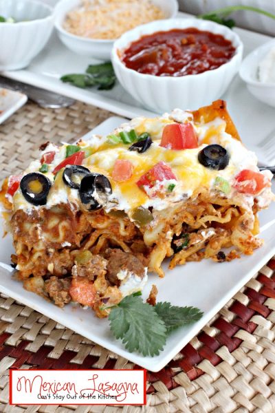 Mexican Lasagna | Can't Stay Out of the Kitchen | one of the BEST #lasagna recipes we've ever eaten. #Tex-Mex #beef #refriedbeans