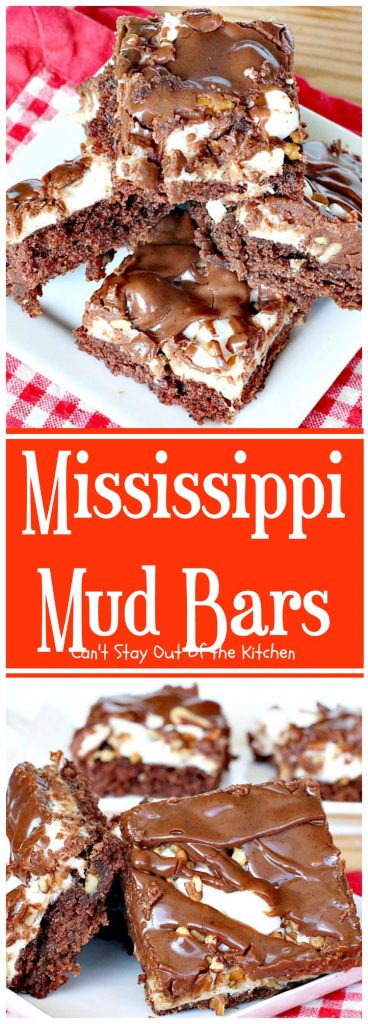 Mississippi Mud Bars | Can't Stay Out of the Kitchen | these #PaulaDeen #brownies are so addictive you won't be able to stop eating them. #dessert #chocolate #marshmallows