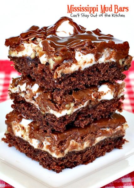 Mississippi Mud Bars | Can't Stay Out of the Kitchen | these #PaulaDeen #brownies are so addictive you won't be able to stop eating them. #dessert #chocolate #marshmallows