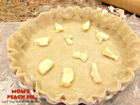 Mom's Peach Pie | Can't Stay Out of the Kitchen | our favorite #peachpie recipe. This delicious #pie has a lattice crust. Perfect #dessert when #peaches are in season.