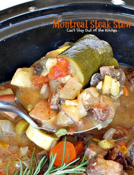Montreal Steak Stew | Can't Stay Out of the Kitchen | delicious #beefstew using leftover #steak! This one is quick & easy since it's made in the #crockpot. #glutenfree #soup