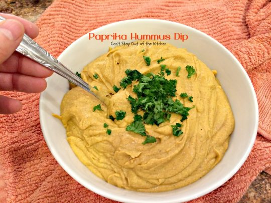 Paprika Hummus Dip | Can't Stay Out of the Kitchen | this healthy, low-calorie #appetizer is a great #tailgating snack. #glutenfree #vegan
