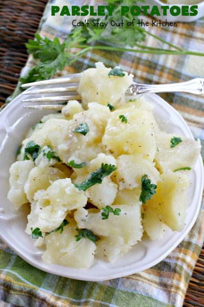 Parsley Potatoes | Can't Stay Out of the Kitchen | this vintage #potato #recipe is a family favorite. It's quick, easy & uses only a handful of ingredients. It's a wonderful #SideDish for company or #holidays like #MothersDay or #FathersDay. #ParsleyPotatoes #MothersDaySideDish #FathersDaySideDish #GlutenFree #Healthy #LowCalorie #CleanEating