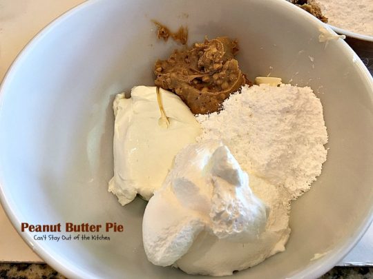 Peanut Butter Pie | Can't Stay Out of the Kitchen | absolutely scrumptious #dessert #pie made with #peanutbutter & cream cheese. #chocolate tops it off making it divine!