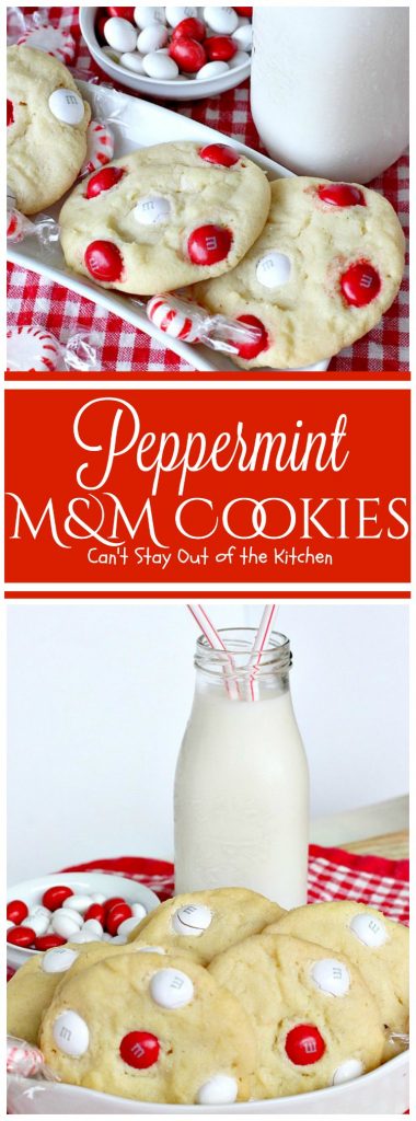 Peppermint M&M Cookies | Can't Stay Out of the Kitchen | these delightful #peppermint #cookies are made with #chocolate and peppermint-flavored #M&M's! Great for #holiday baking. #dessert