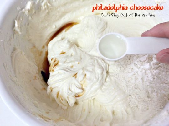 Philadelphia Cheesecake | Can't Stay Out of the Kitchen | this fabulous #cheesecake is exceptionally good for #holidays and special occasions like #Valentine'sDay. #dessert #cherrypiefilling