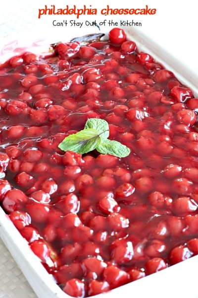 Philadelphia Cheesecake | Can't Stay Out of the Kitchen | this fabulous #cheesecake is exceptionally good for #holidays and special occasions like #Valentine'sDay. #dessert #cherrypiefilling