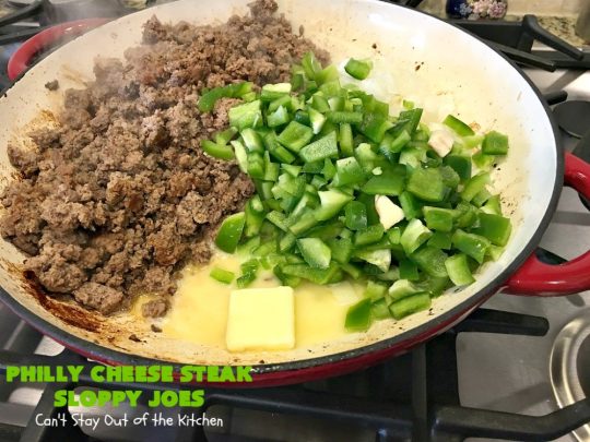 Philly Cheese Steak Sloppy Joes | Can't Stay Out of the Kitchen | these spectacular #SloppyJoes are so mouthwatering & delicious. They can be made in about 15 minutes, making them perfect for busy weeknight dinners. We loved them! #sandwiches #PhillyCheeseSteak