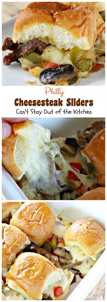 Philly Cheesecake Sliders | Can't Stay Out of the Kitchen | one of the most scrumptious #sliders you'll ever eat. Great for #tailgating parties or the #SuperBowl! These use #King'sHawaiianRolls.
