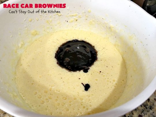 Race Car Brownies | Can't Stay out of the Kitchen | these rich, decadent #brownies are perfect for #NASCAR races, potlucks, soccer games, #tailgating or backyard barbecues. They have a rich, fudgy icing on top & they're made with #Hersheys #chocolate syrup. So delicious. #ChocolateDessert #NASCARDessert #dessert #Easter #EasterDessert