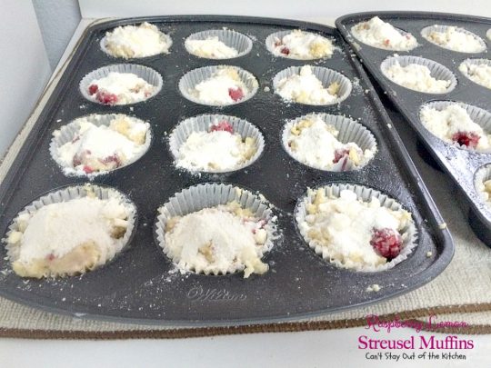 Raspberry Lemon Streusel Muffins | Can't Stay Out of the Kitchen | these delectable #muffins are a great #holiday favorite. Festive, beautiful and scrumptious! #raspberries #lemonyogurt #breakfast