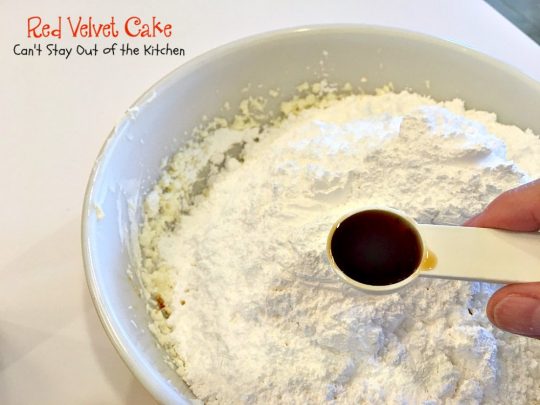 Red Velvet Cake | Can't Stay Out of the Kitchen | our favorite #RedVelvetCake recipe. This one has a luscious #creamcheese icing. Fabulous for anniversaries, #holidays or #Valentine'sDay. #cake #dessert #chocolate