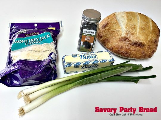 Savory Party Bread | Can't Stay Out of the Kitchen | this awesome #bread is a great #appetizer for any party. Quick, easy & so scrumptious you'll be drooling over every bite. #montereyjackcheese