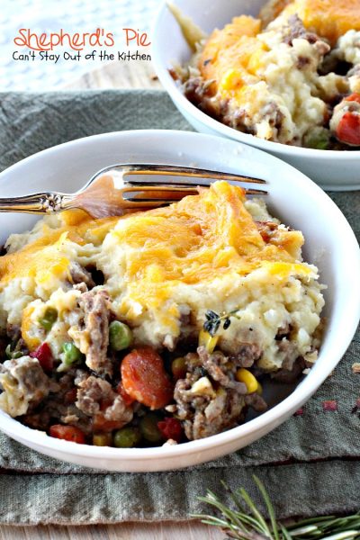 Shepherd's Pie | Can't Stay Out of the Kitchen | the BEST #Shepherd'sPie ever! Love this recipe. #beef #glutenfree #potatoes #Italiansausage