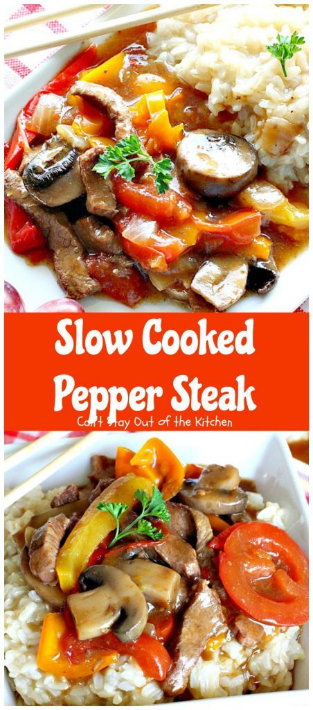 Slow Cooked Pepper Steak | Can't Stay Out of the Kitchen