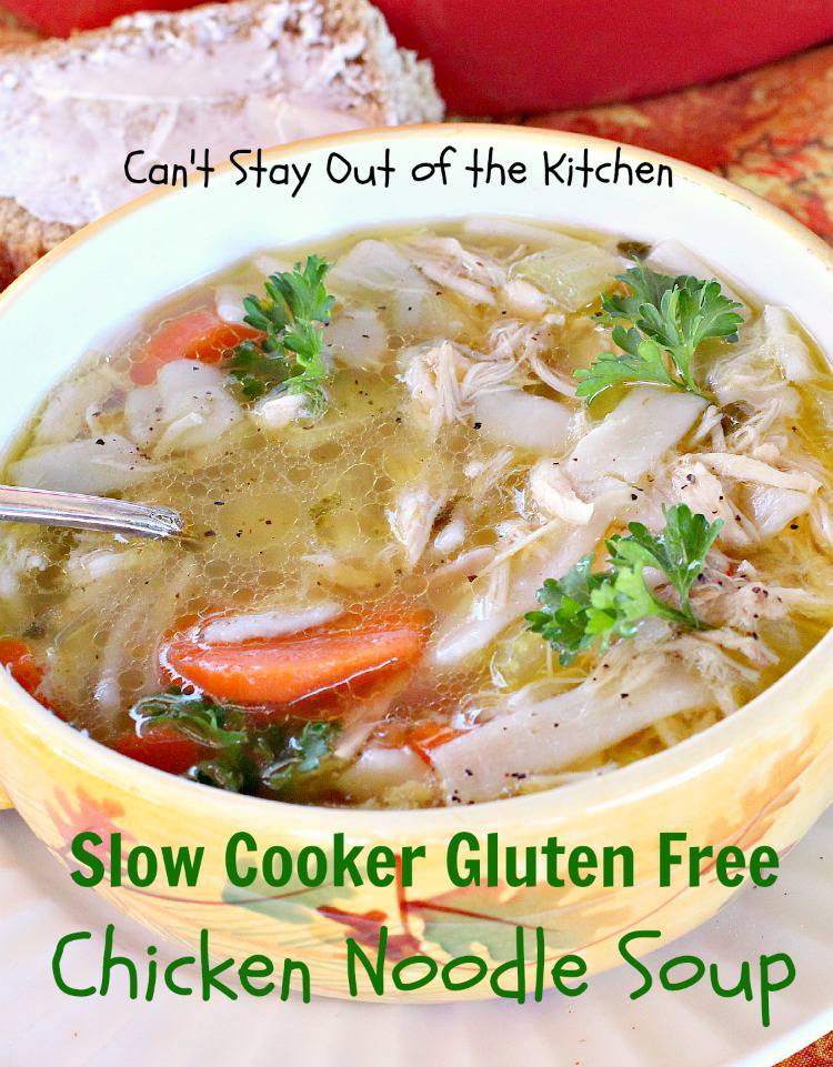 Slow Cooker Gluten Free Chicken Noodle Soup Can't Stay Out of the Kitchen
