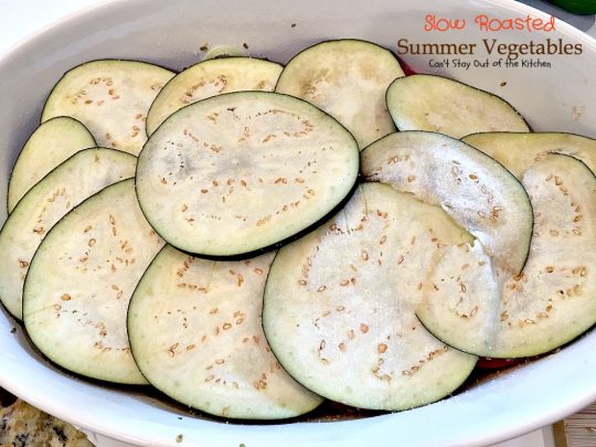 Slow Roasted Summer Vegetables | Can't Stay Out of the Kitchen | you've never had #veggies that taste as wonderful as the way these do. Slow roasting and assorted herbs make these garden vegetables incredibly tasty. #vegan #glutenfree #eggplant #tomatoes #zucchini