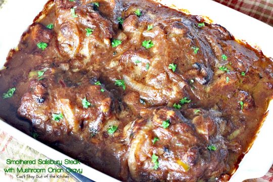 Smothered Salisbury Steak with Mushroom Onion Gravy | Can't Stay Out of the Kitchen | this is the BEST #SalisburySteak I've ever eaten. Tender, mouthwatering, amazing! #beef #steak #glutenfree