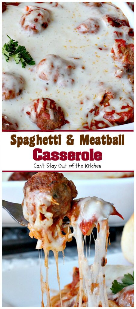 Spaghetti and Meatball Casserole | Can't Stay Out of the Kitchen